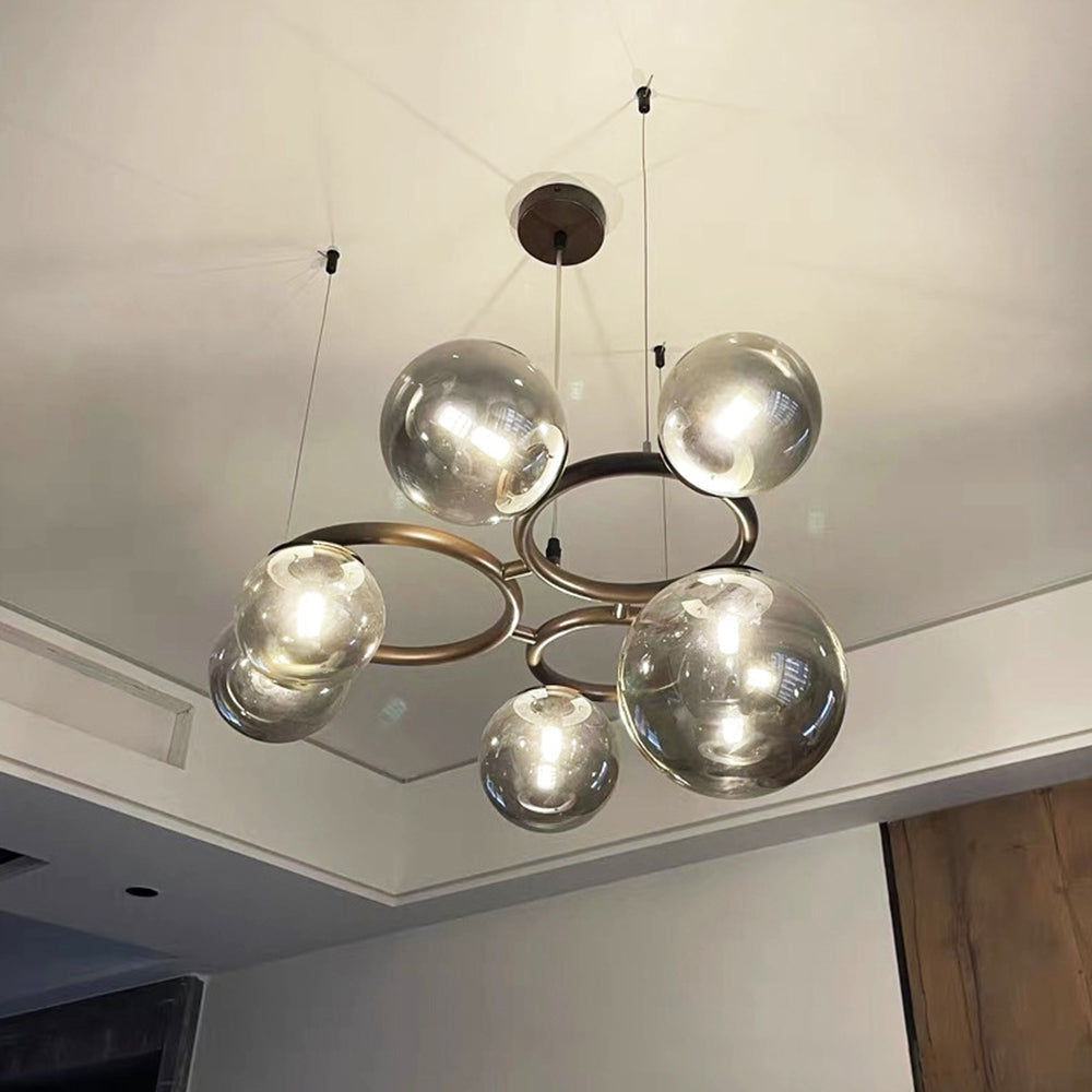 Mid-Century Modern LED Chandelier, Spherical Shades