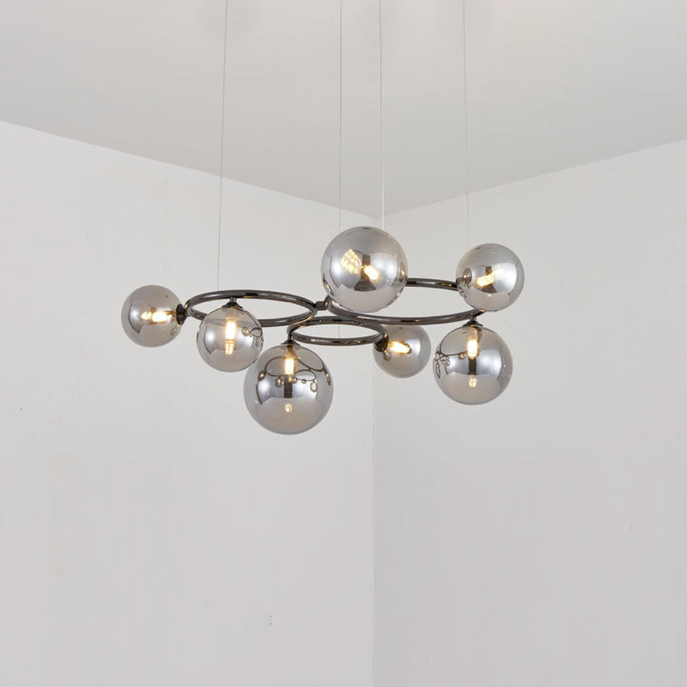 Mid-Century Modern LED Chandelier, Spherical Shades