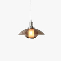 Mid-Century Modern Pendant Light & Brown Glass