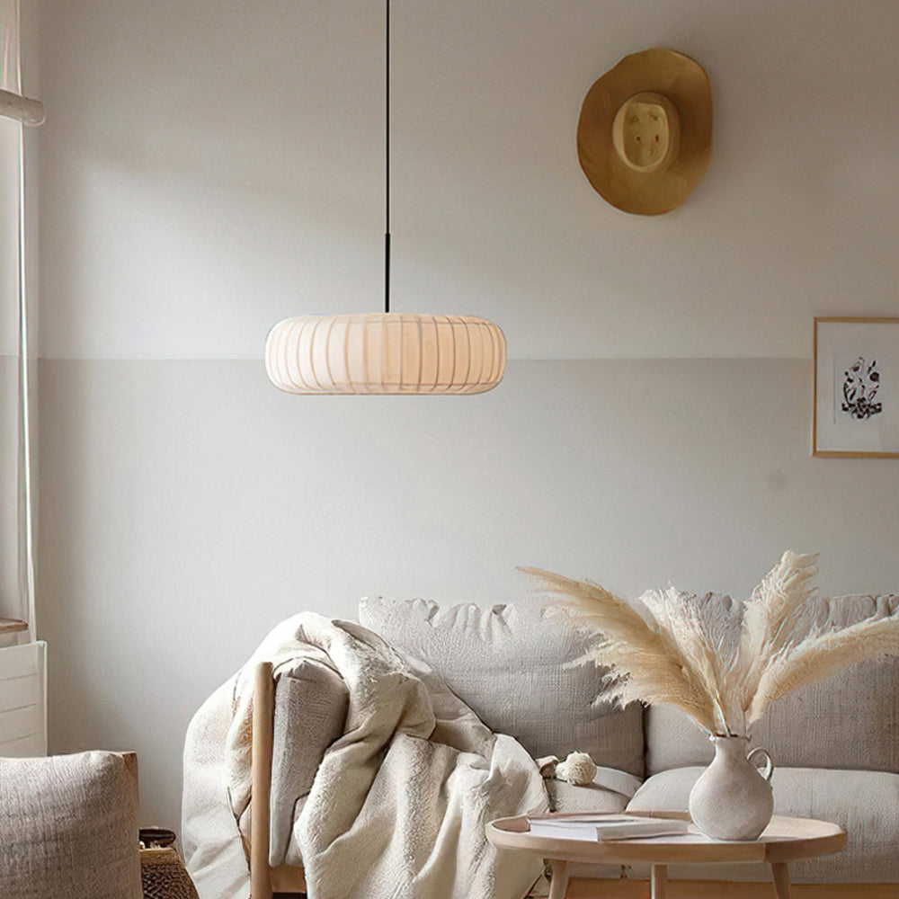 Mid-Century Pendant Light & Fabric Shade Accent