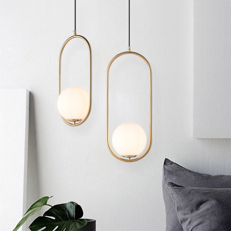Mid-Century Pendant Light with Oval Frame