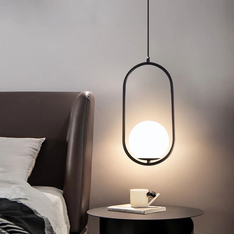 Mid-Century Pendant Light with Oval Frame