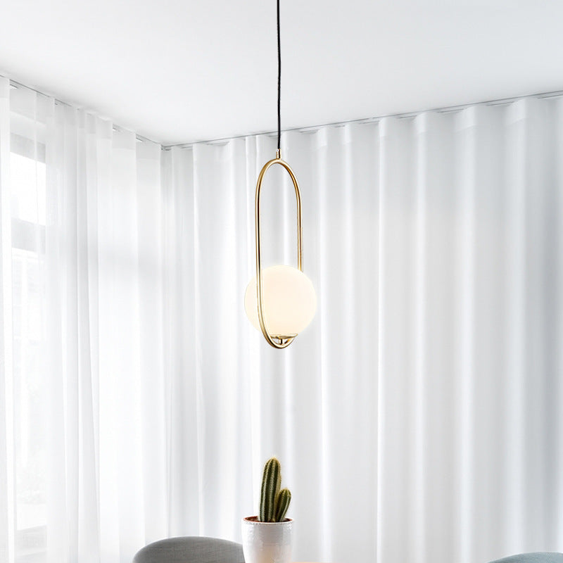 Mid-Century Pendant Light with Oval Frame