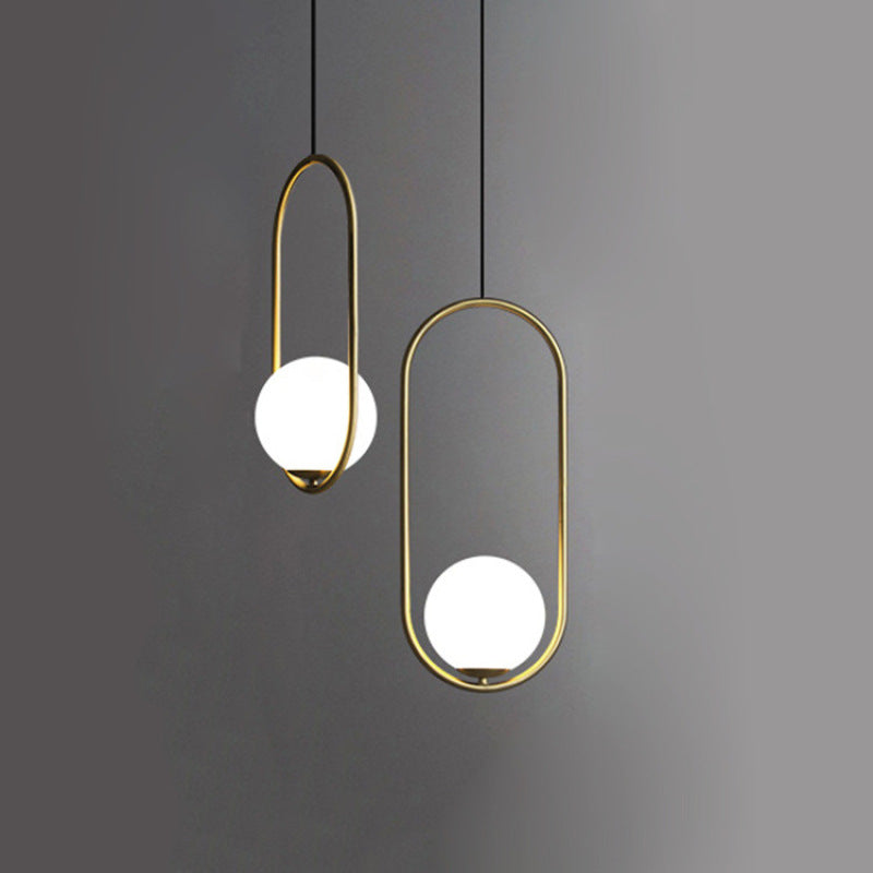Mid-Century Pendant Light with Oval Frame