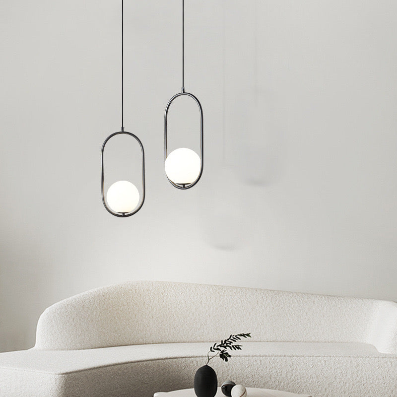Mid-Century Pendant Light with Oval Frame