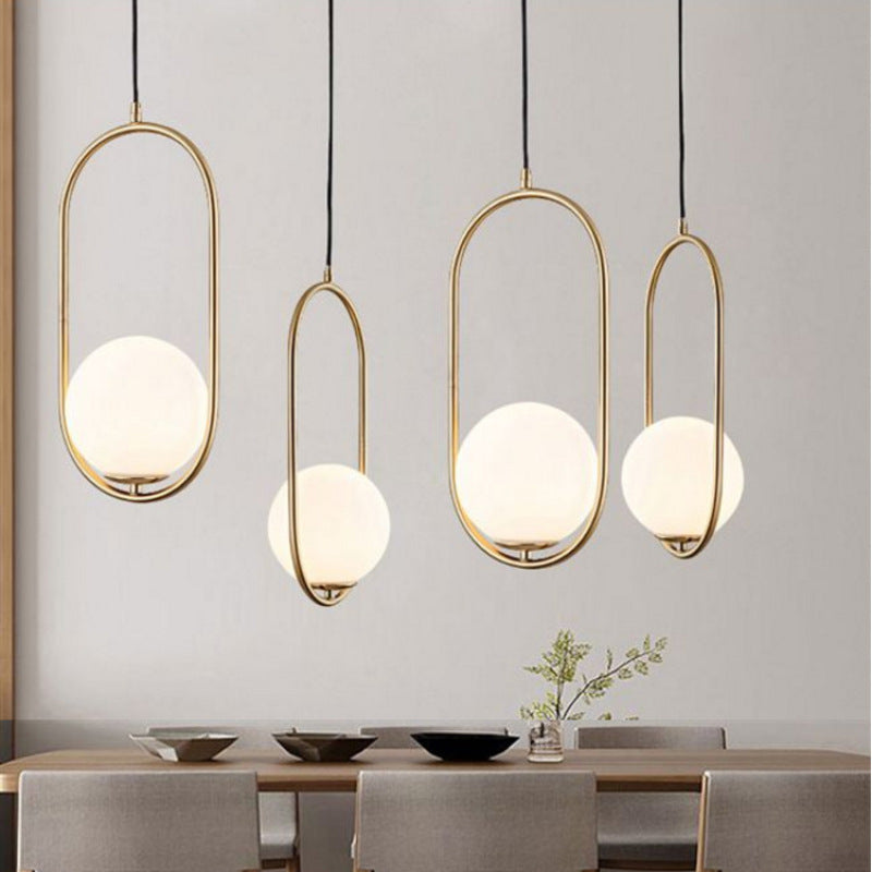 Mid-Century Pendant Light with Oval Frame