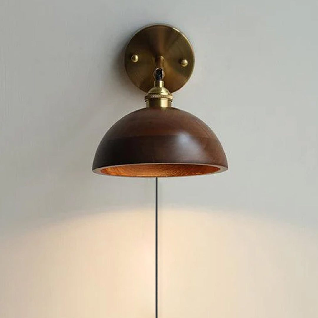 Mid-Century Wall Light – Brass & Walnut Design