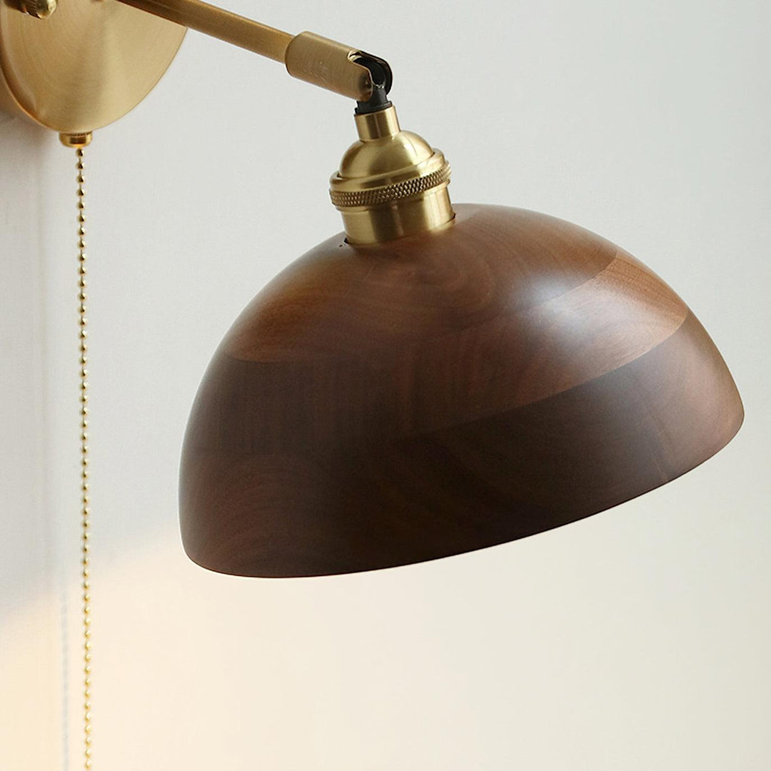 Mid-Century Wall Light – Brass & Walnut Design