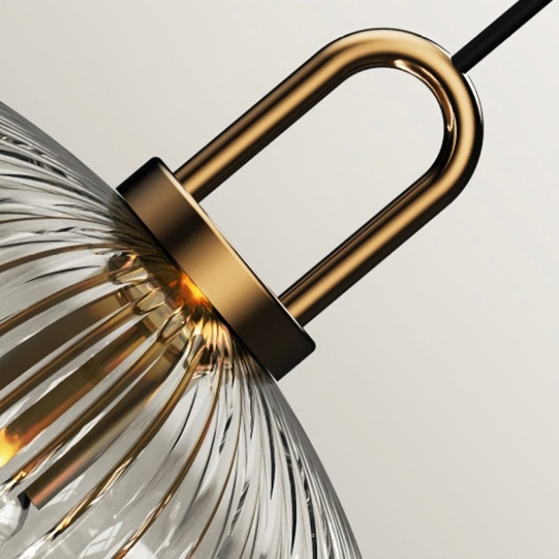 Minimalist Pendant Light with Striped Glass Shade