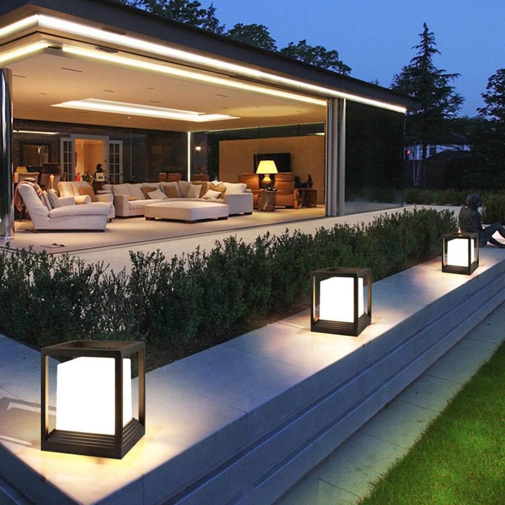 Modern-Industrial Outdoor Post & Pier-Mount Light