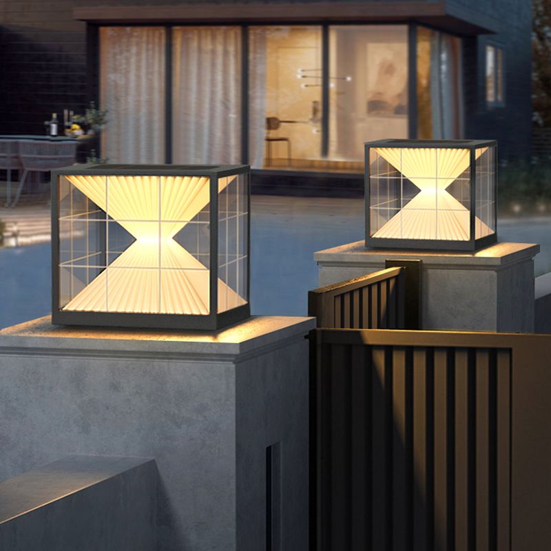 Modern Outdoor Post-Pier Solar Black/White Light