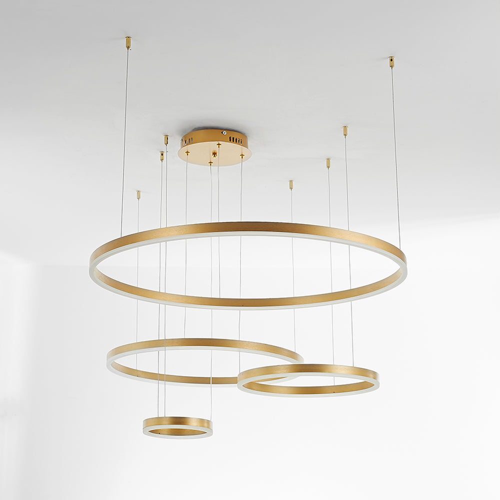 Minimalist Tiered Multi-Ringed LED Chandelier