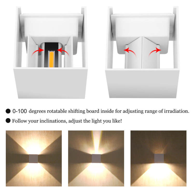 Modern Adjustable Square Outdoor Wall Lamp – LED Waterproof Lighting