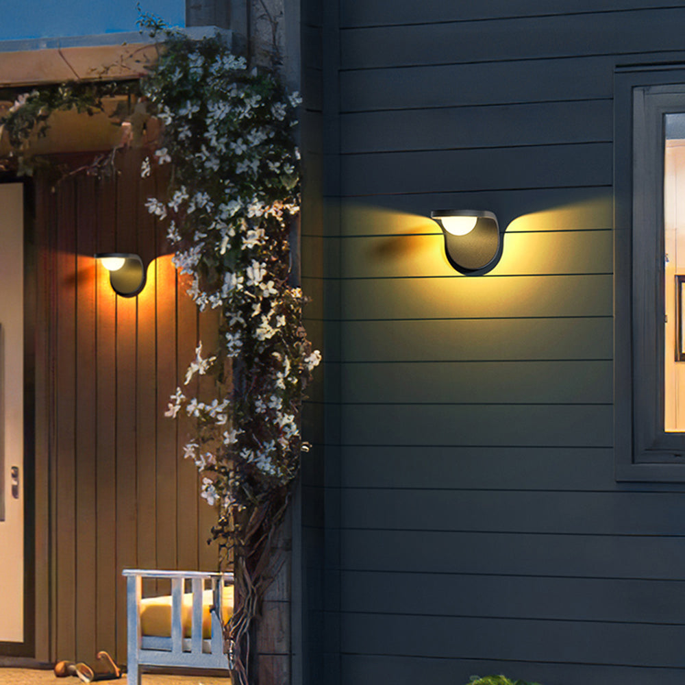 Modern Arc Solar or Hardwired Outdoor Wall Lamp with Waterproof Design