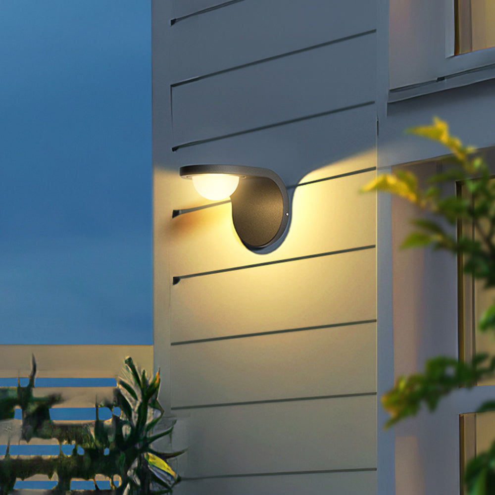 Modern Arc Solar or Hardwired Outdoor Wall Lamp with Waterproof Design