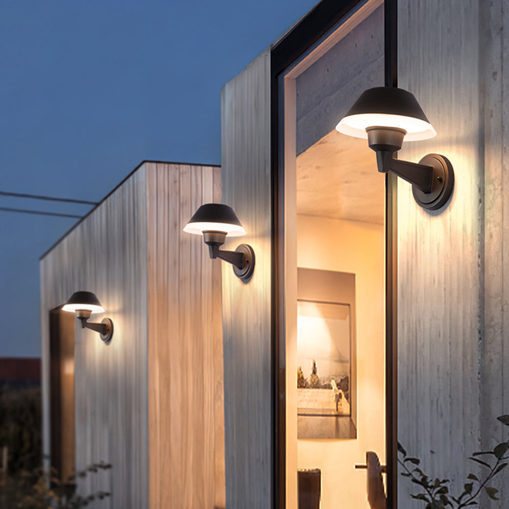 Modern Bowl-Shaped Metal Outdoor Wall Lamp with Soft LED Light