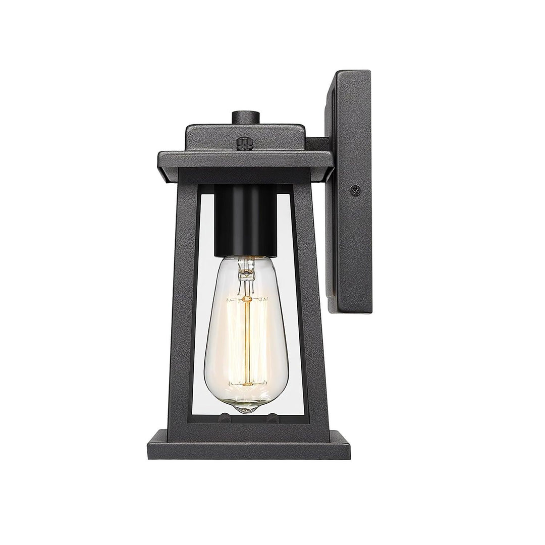 Modern Classic Outdoor Lantern Wall Lamp with Black Metal and Glass Panels