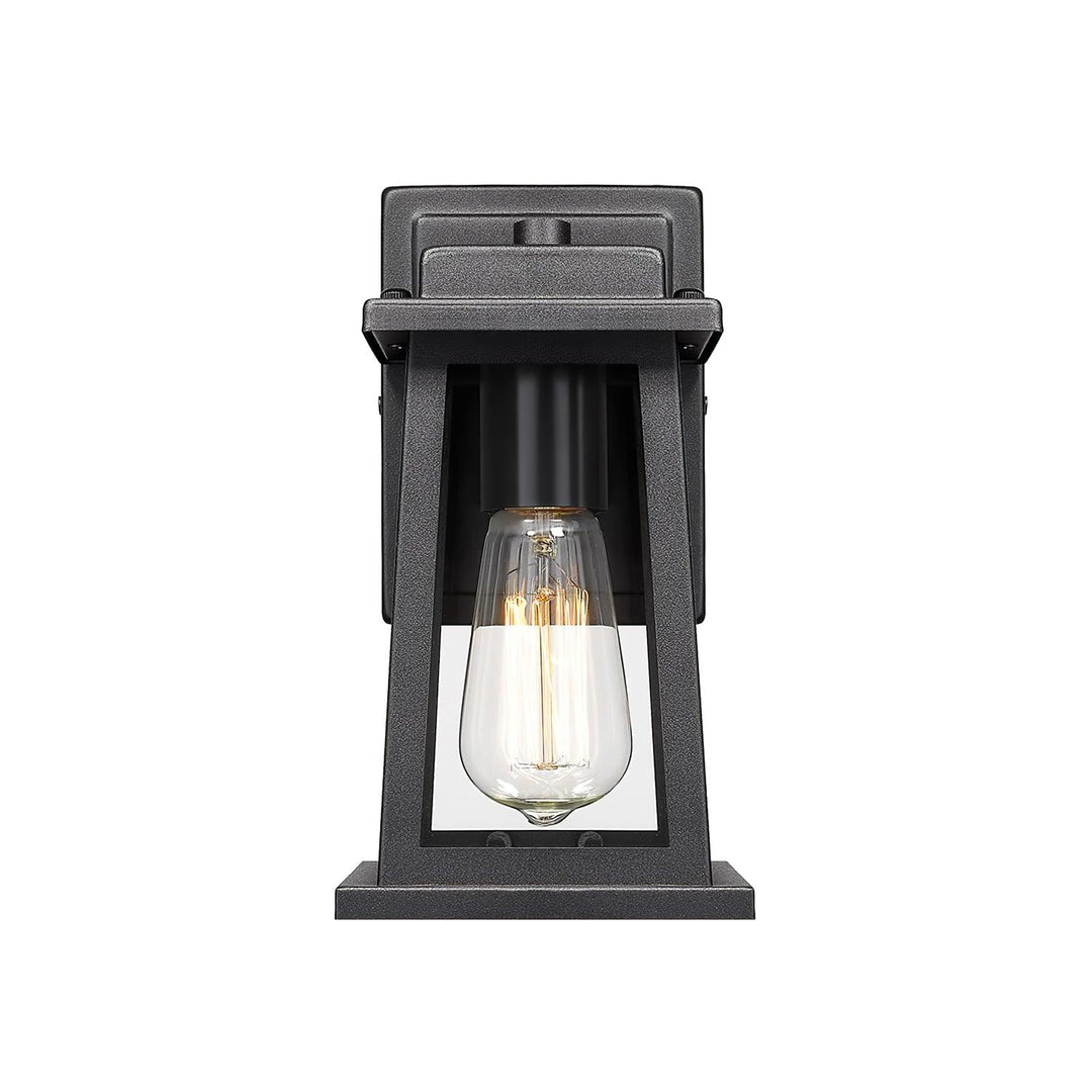 Modern Classic Outdoor Lantern Wall Lamp with Black Metal and Glass Panels