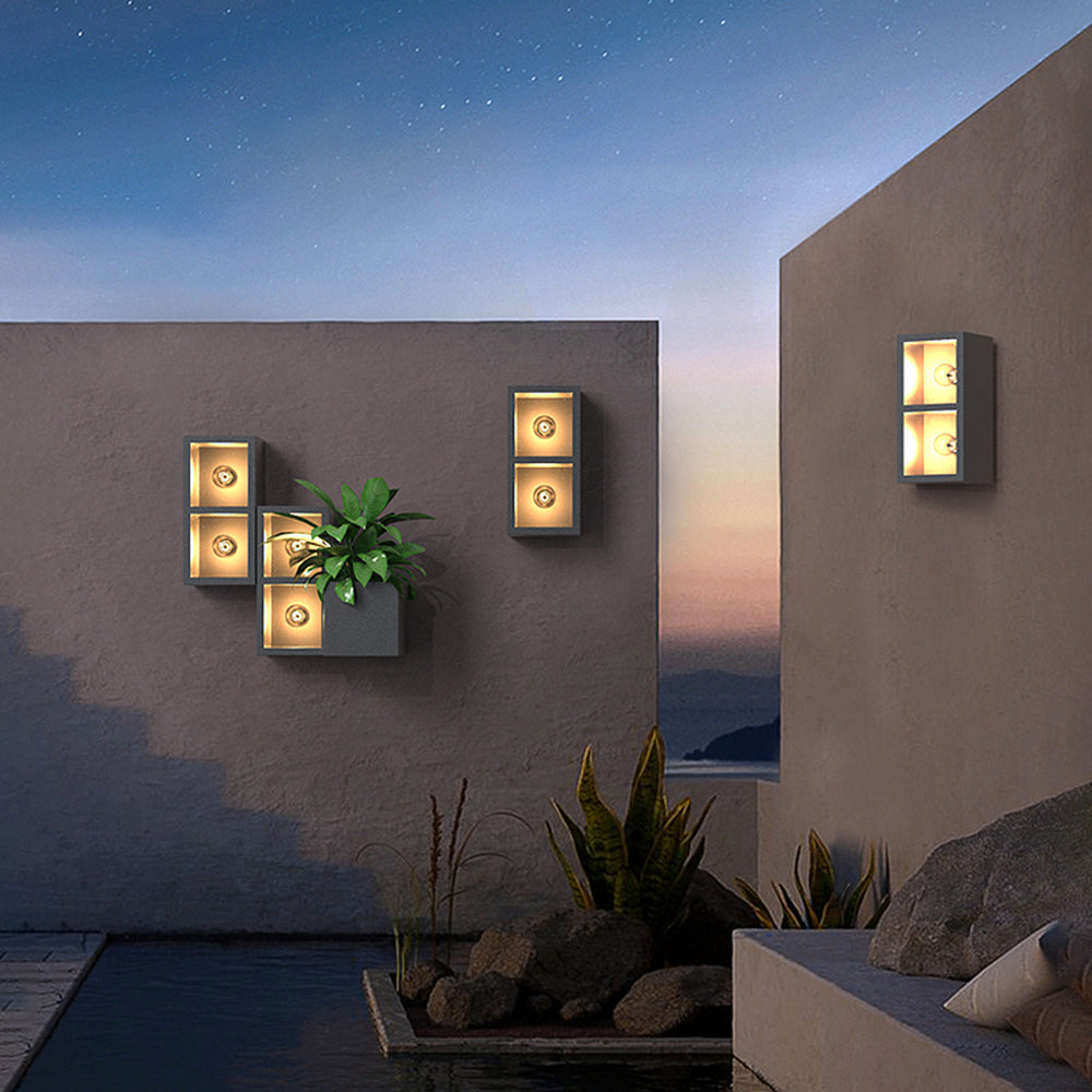Modern Cube Square Outdoor Wall Lamp with Modular Design