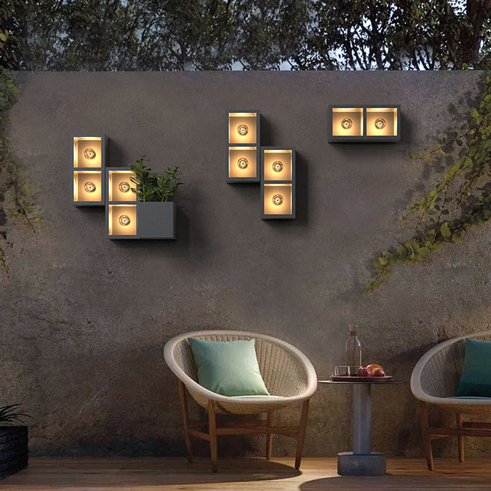 Modern Cube Square Outdoor Wall Lamp with Modular Design