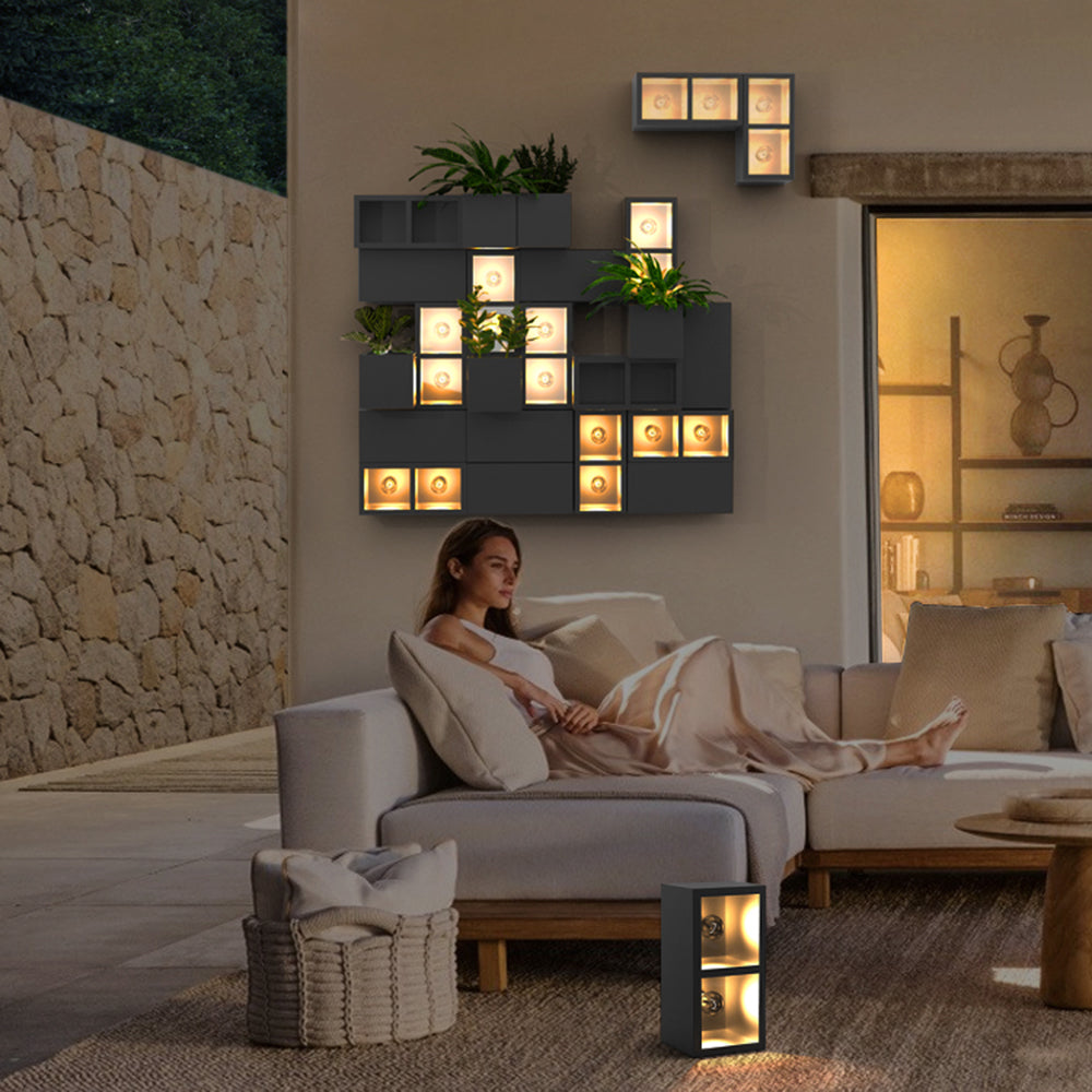 Modern Cube Square Outdoor Wall Lamp with Modular Design