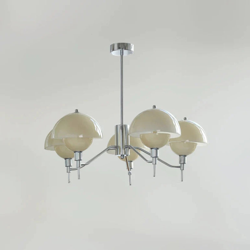 Mid-Century Modern Glass & Metal Chandelier