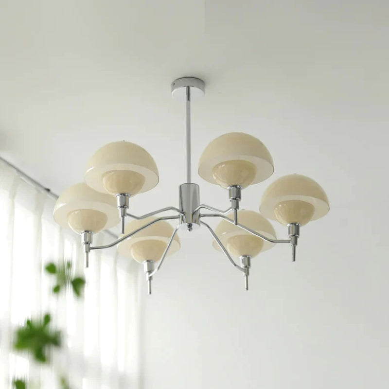 Mid-Century Modern Glass & Metal Chandelier