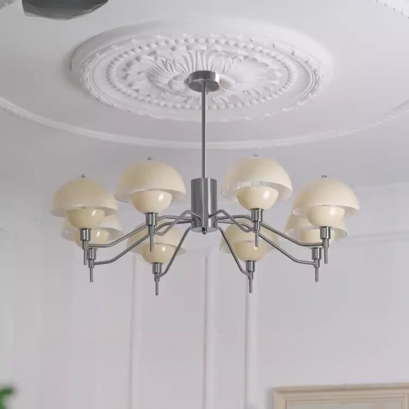 Mid-Century Modern Glass & Metal Chandelier