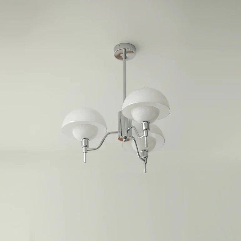 Mid-Century Modern Glass & Metal Chandelier