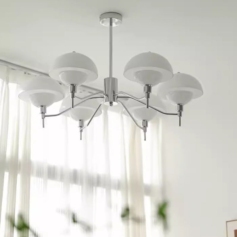 Mid-Century Modern Glass & Metal Chandelier