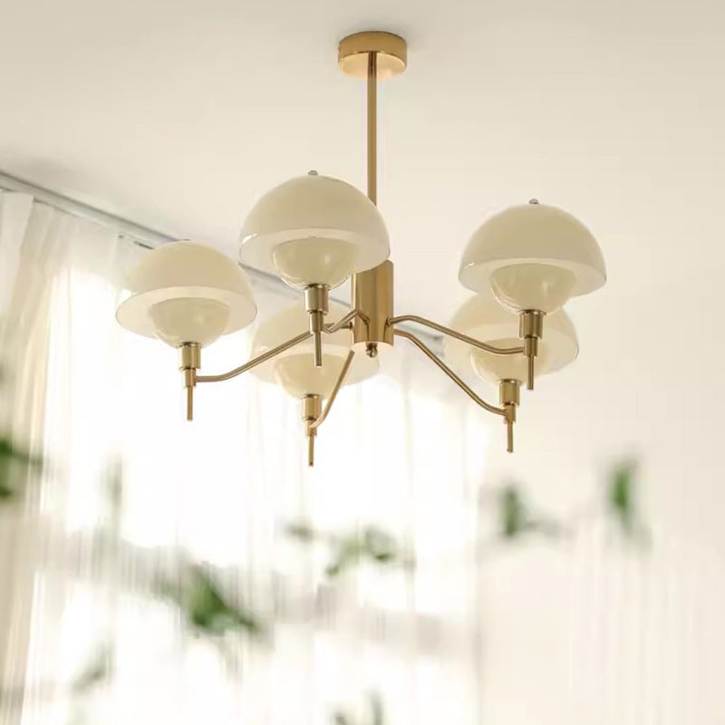 Mid-Century Modern Glass & Metal Chandelier
