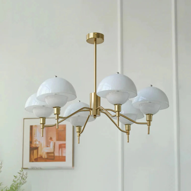 Mid-Century Modern Glass & Metal Chandelier
