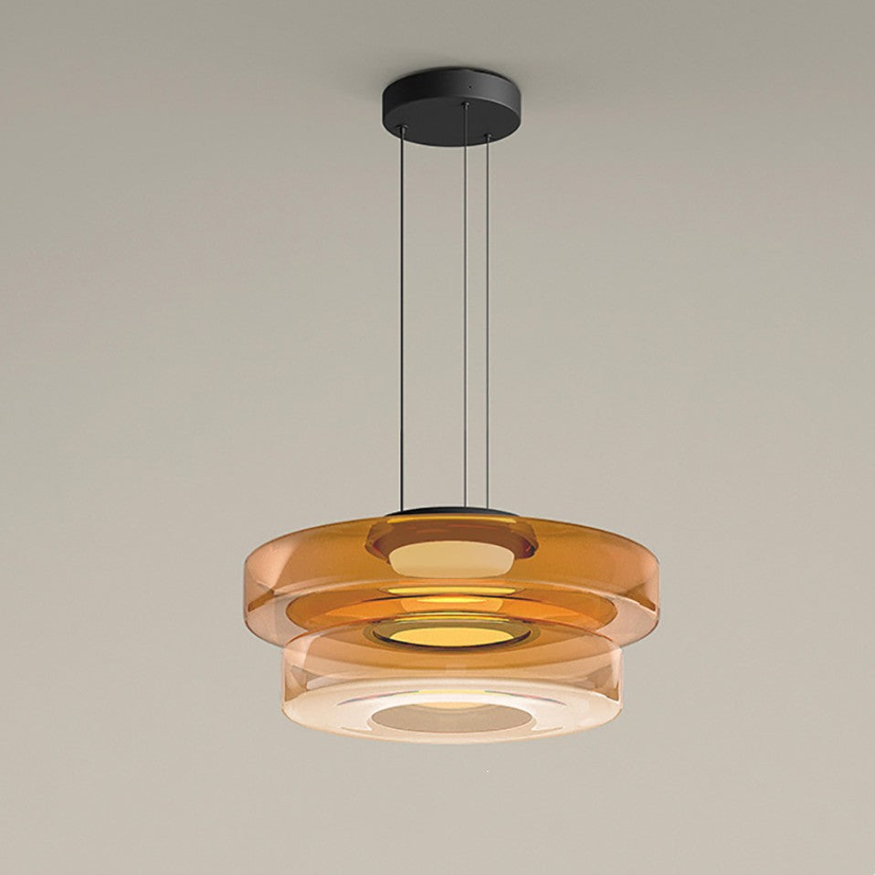 Modern Pendant Light & Layered Glass Disc Design