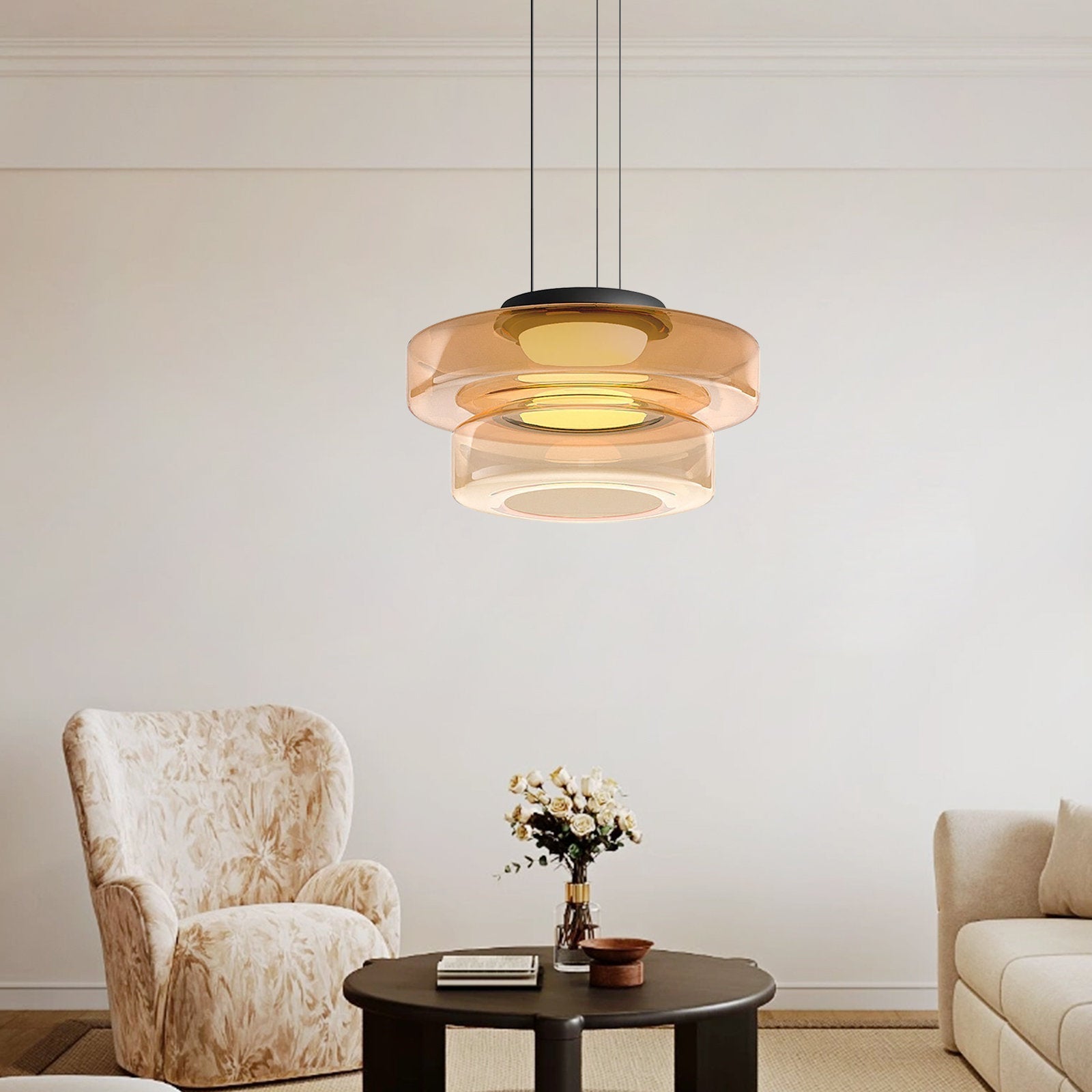 Modern Pendant Light & Layered Glass Disc Design