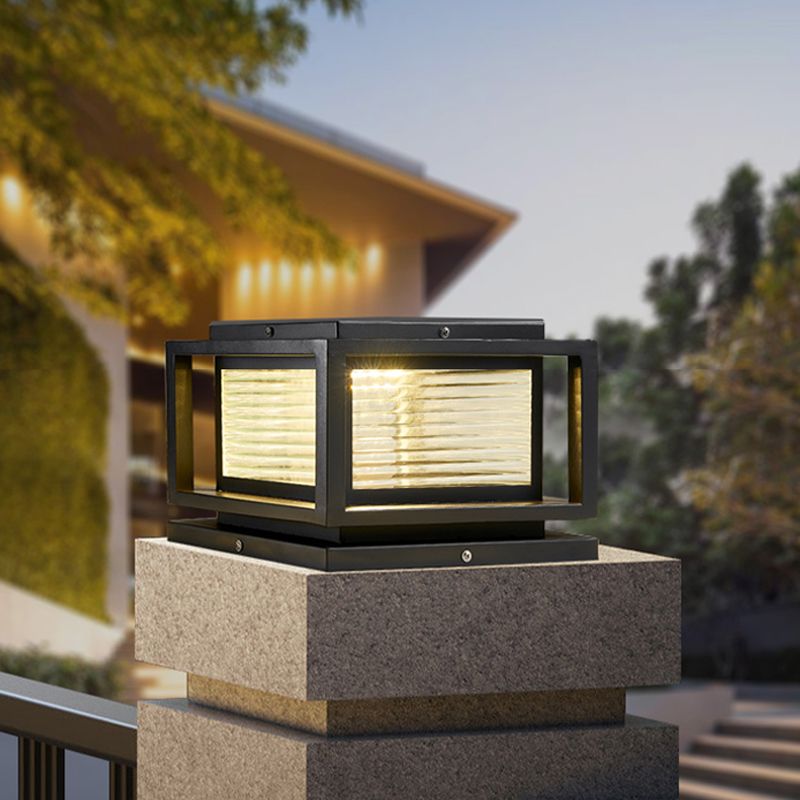 Outdoor Black Metal-Glass Post-Pier Light