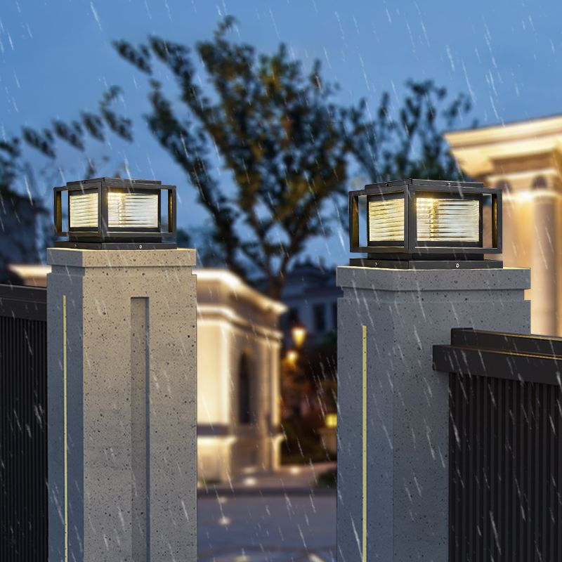 Outdoor Black Metal-Glass Post-Pier Light
