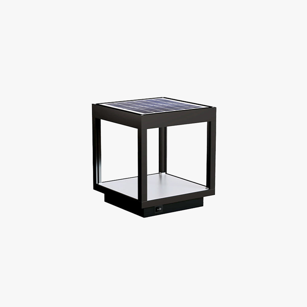 Outdoor Contemporary Black Cube Floor Lantern