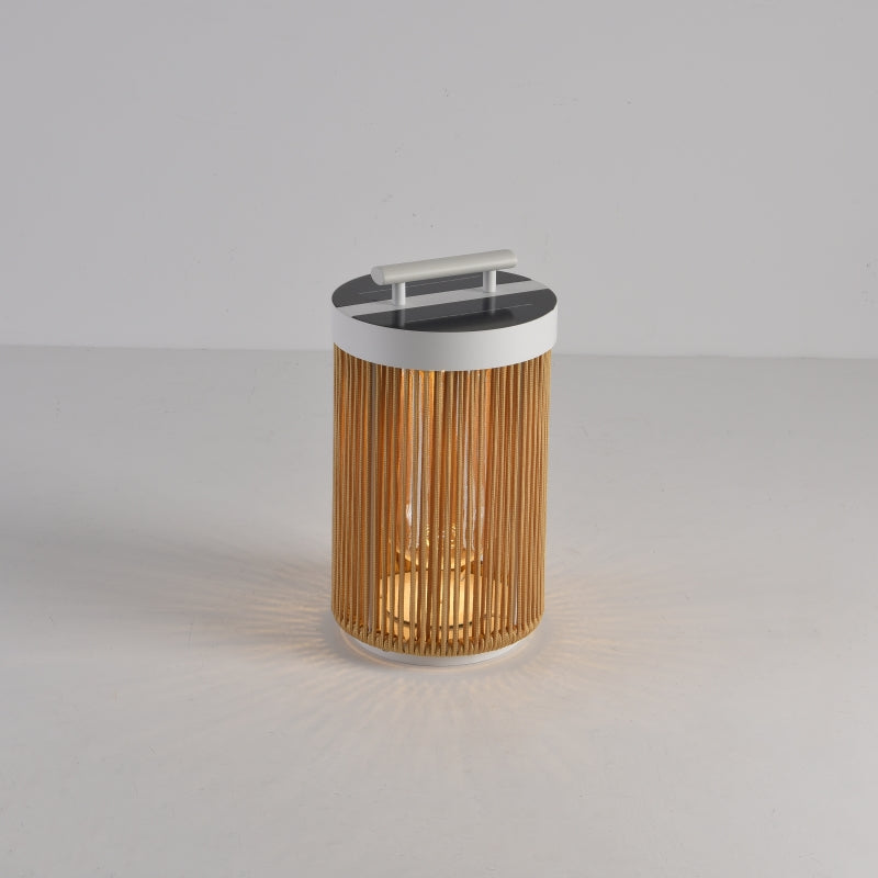 Outdoor Retro Lantern Floor Lamp, Rattan