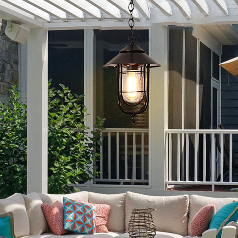 Retro Outdoor Ceiling Light – Black Bronze