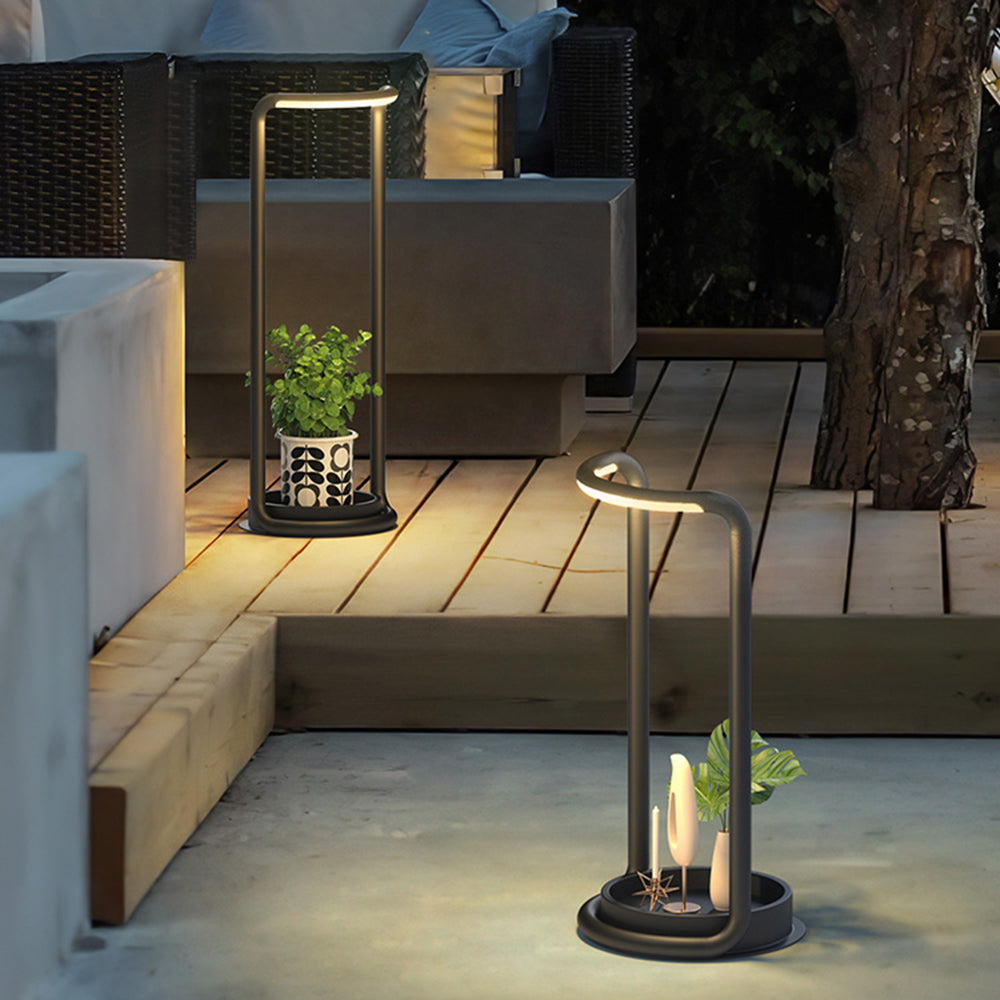 Sleek-Modern Black Outdoor Solar Floor Lamp