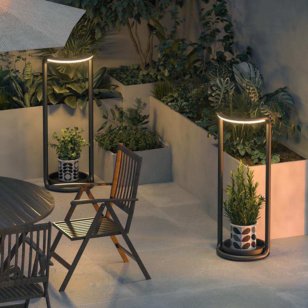 Sleek-Modern Black Outdoor Solar Floor Lamp