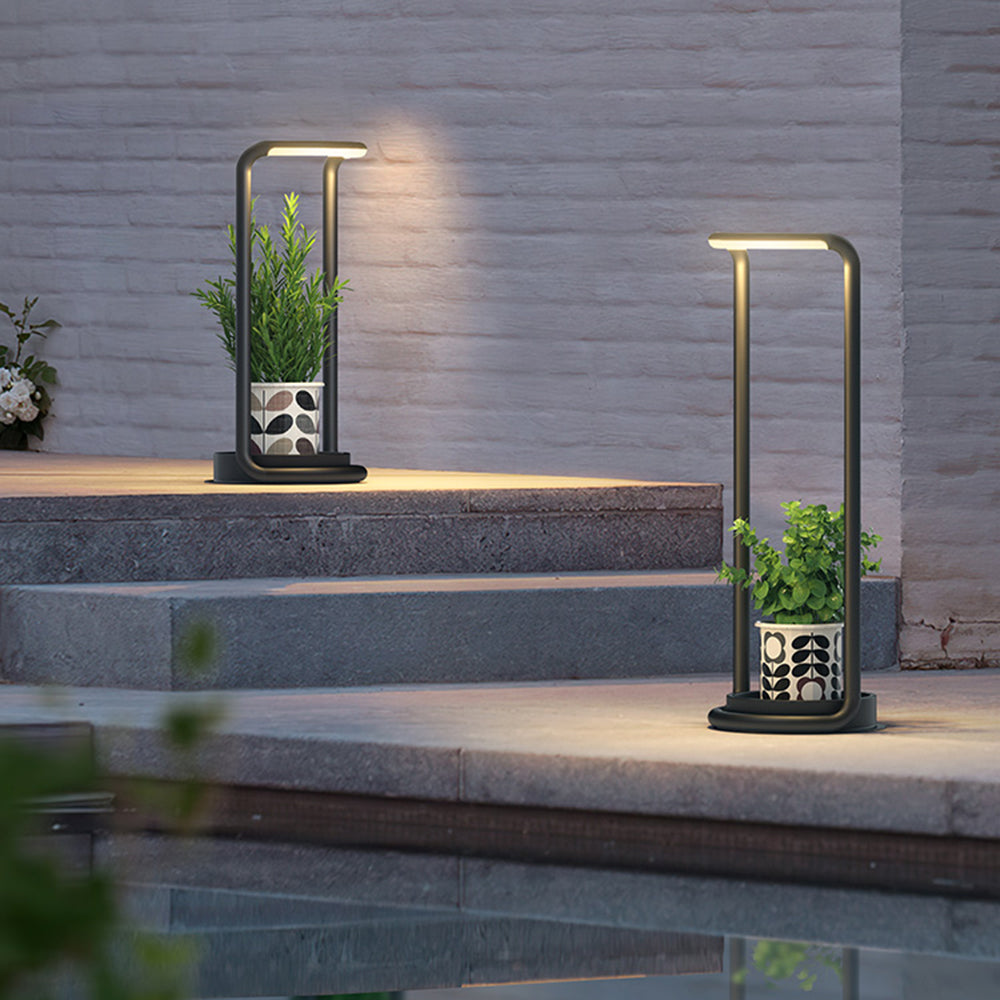 Sleek-Modern Black Outdoor Solar Floor Lamp