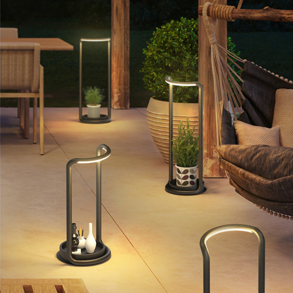 Sleek-Modern Black Outdoor Solar Floor Lamp
