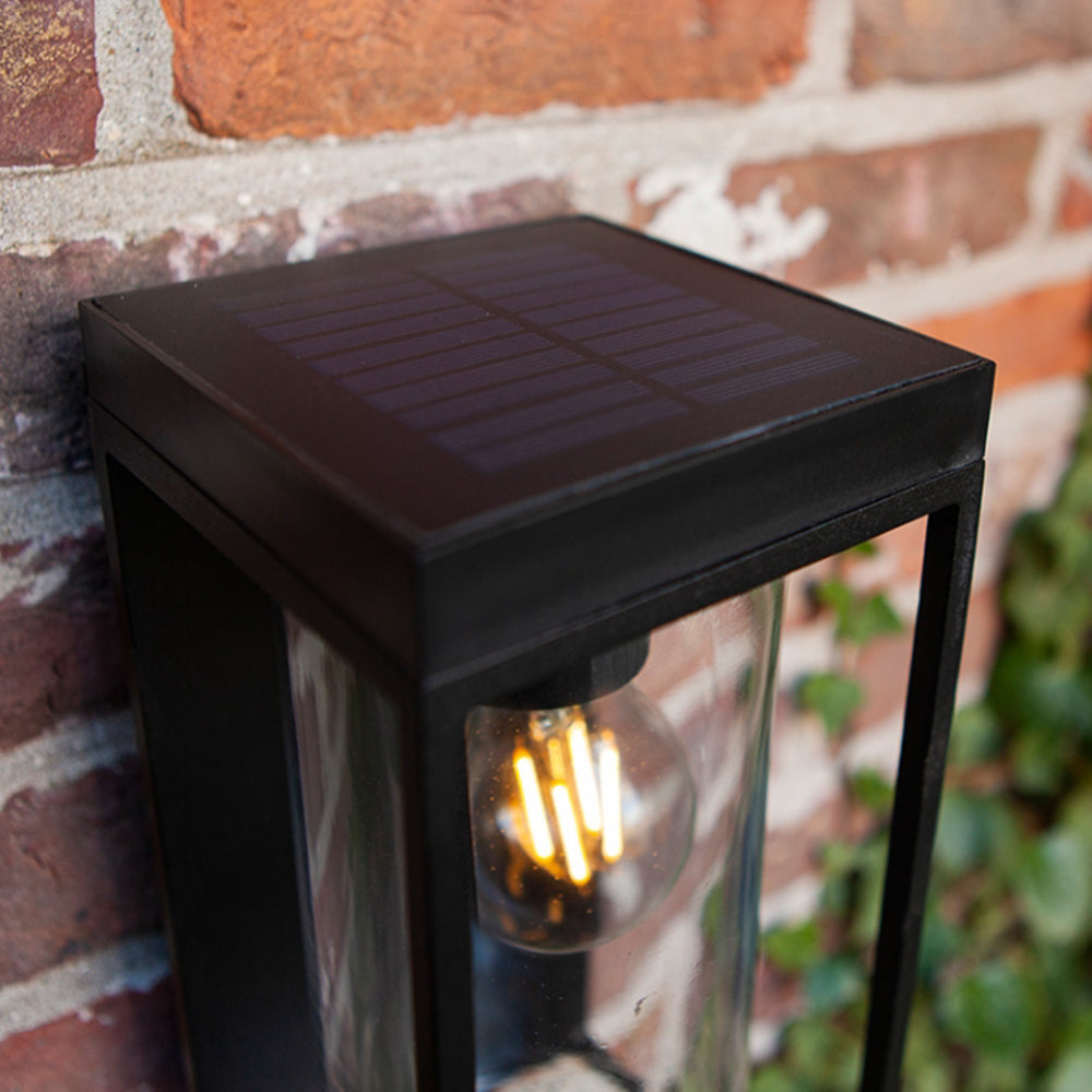 Solar Waterproof Rectangular Outdoor Wall Lamp with Glass Shade