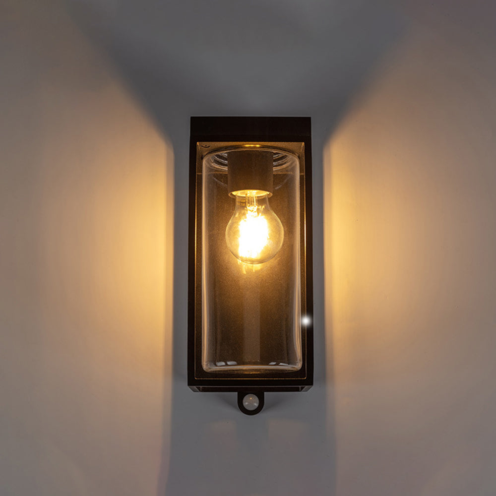 Solar Waterproof Rectangular Outdoor Wall Lamp with Glass Shade