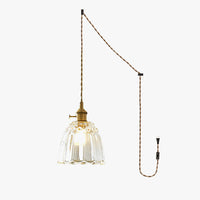Vintage Brass Pendant Light with Clear Shade