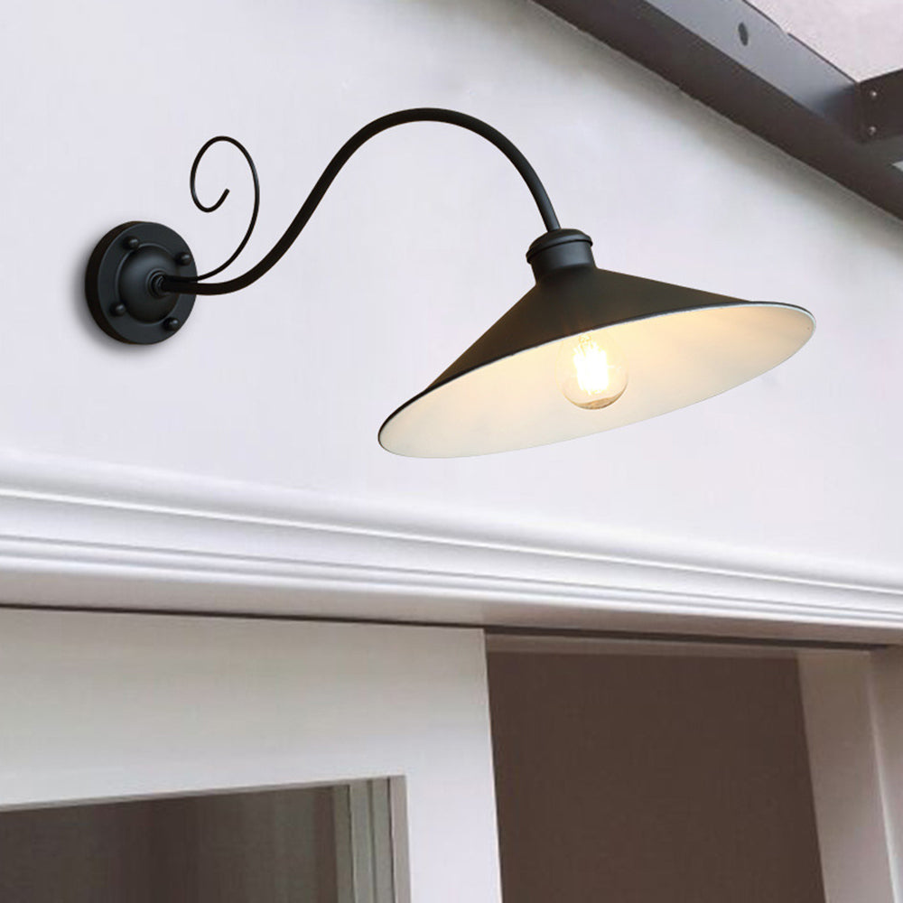 Vintage Cap-Shaped Outdoor Wall Lamp – Black or Antique Silver, Waterproof