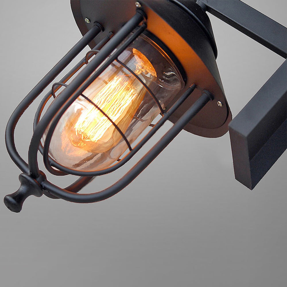 Vintage Lantern Metal Outdoor Wall Lamp with Glass Panels