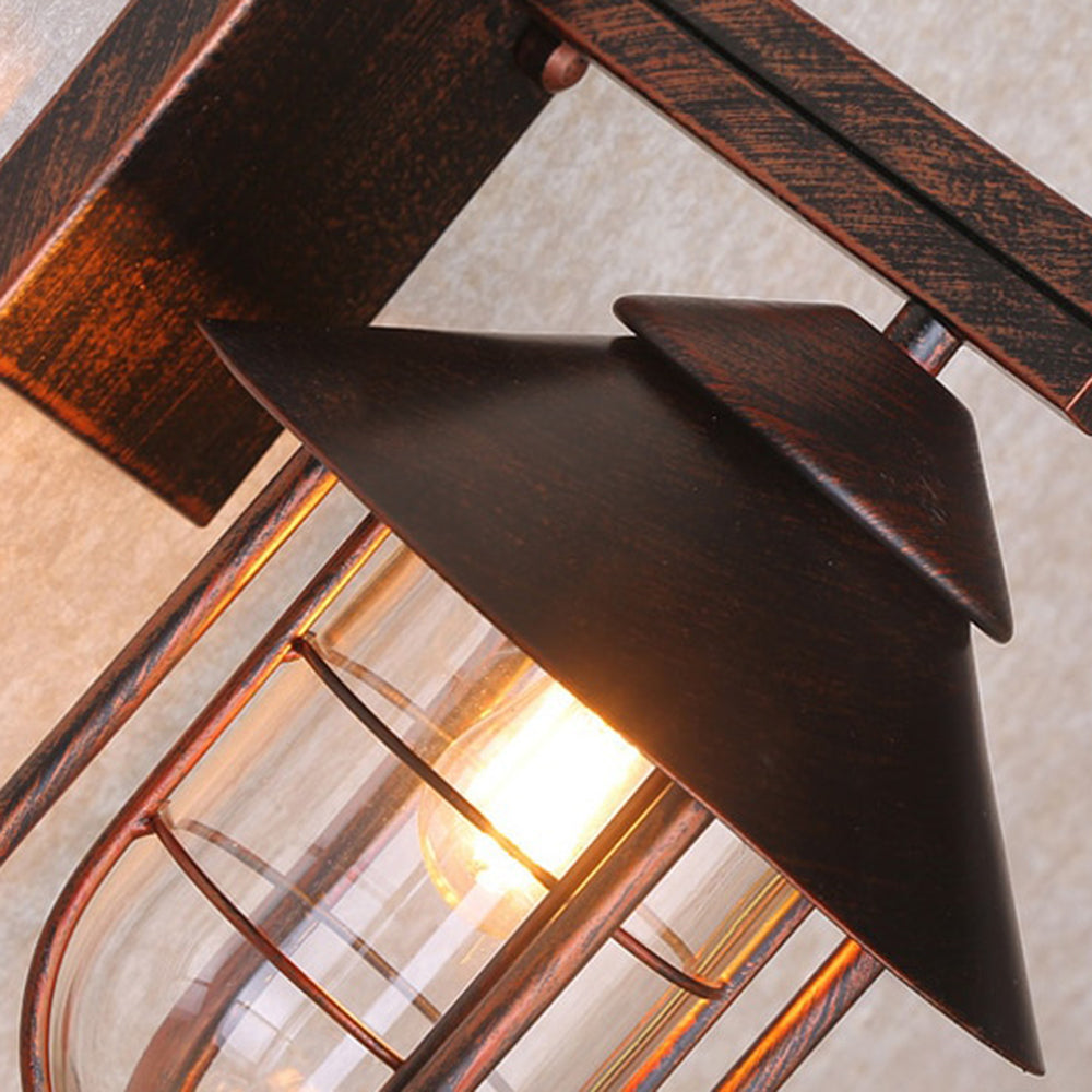 Vintage Lantern Metal Outdoor Wall Lamp with Glass Panels