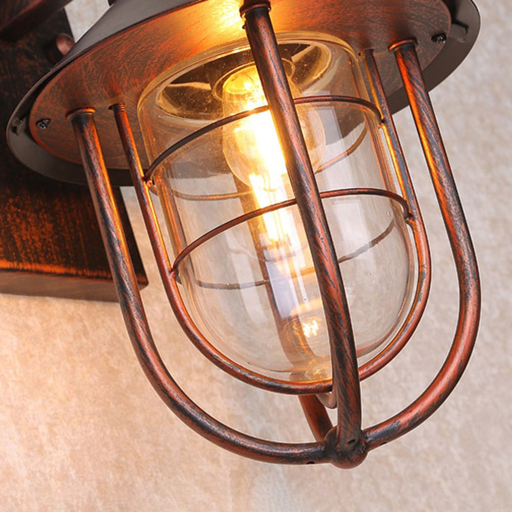 Vintage Lantern Metal Outdoor Wall Lamp with Glass Panels